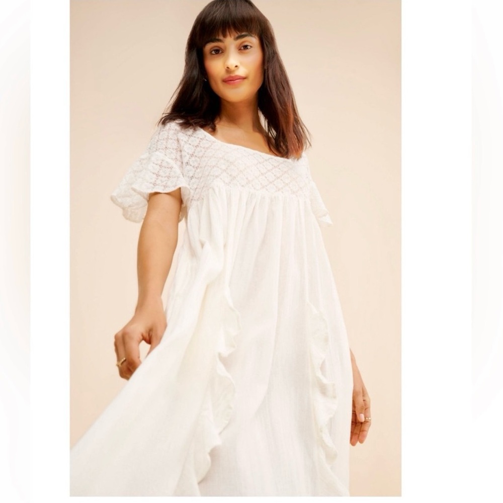Free People Bring The Romance Midi Dress in White - Picture 3 of 6